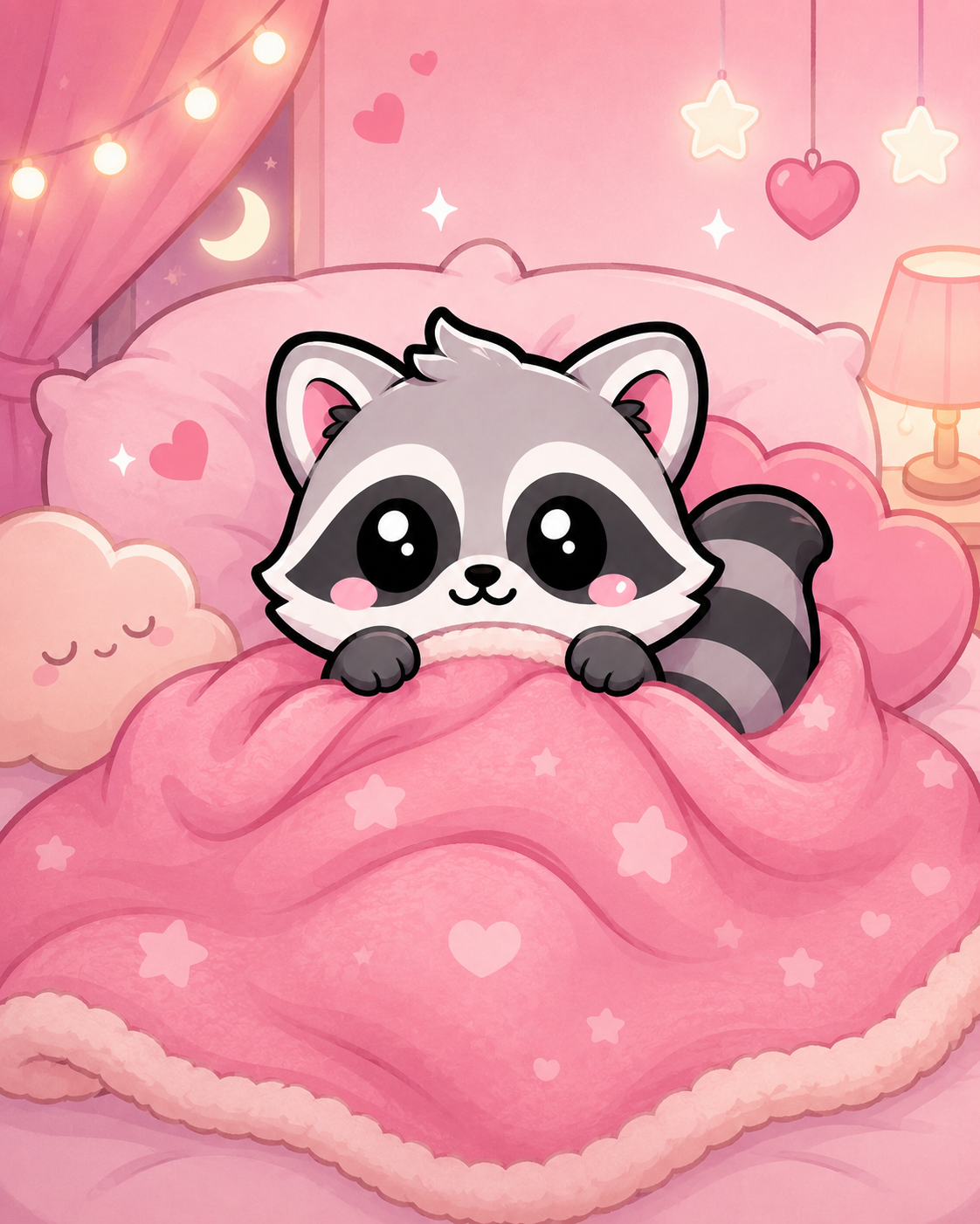 Cozy MicRaccoon under a blanket